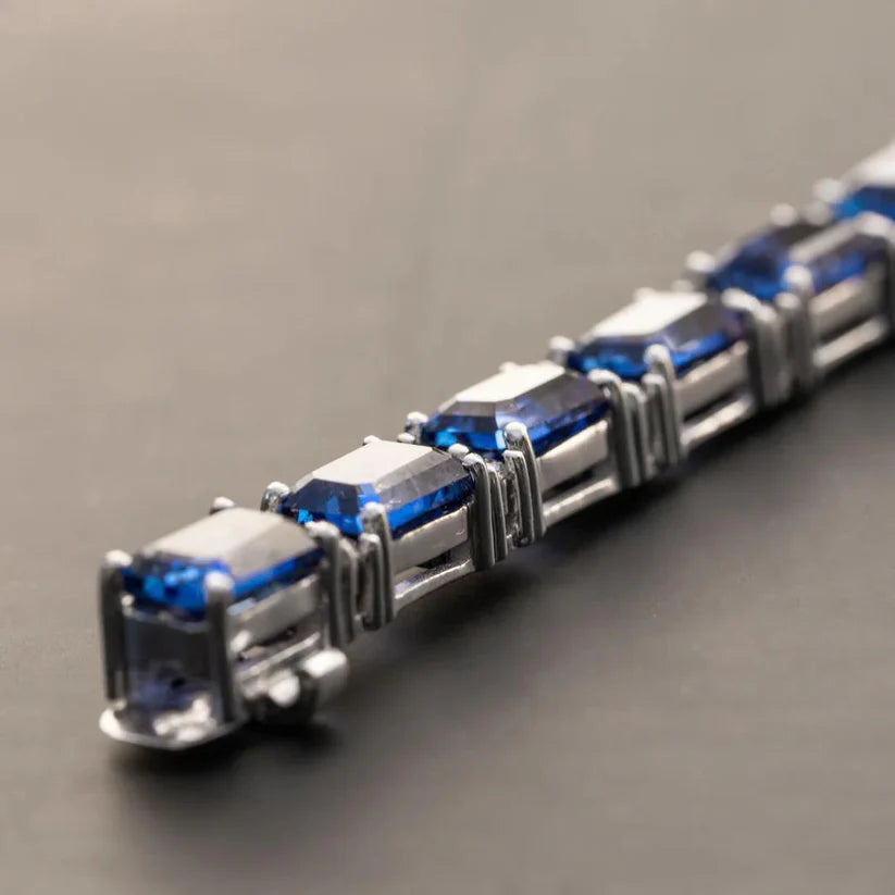 Hadrianus - White Gold Bracelet (18K) - Natural Sapphire with Natural Diamonds