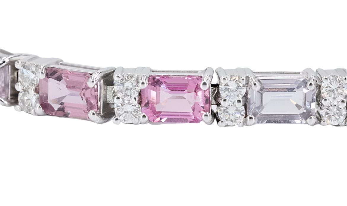 Galla - White Gold (18K), Colored Fantasy Naturals Sapphires and Natural Diamonds Bracelet.