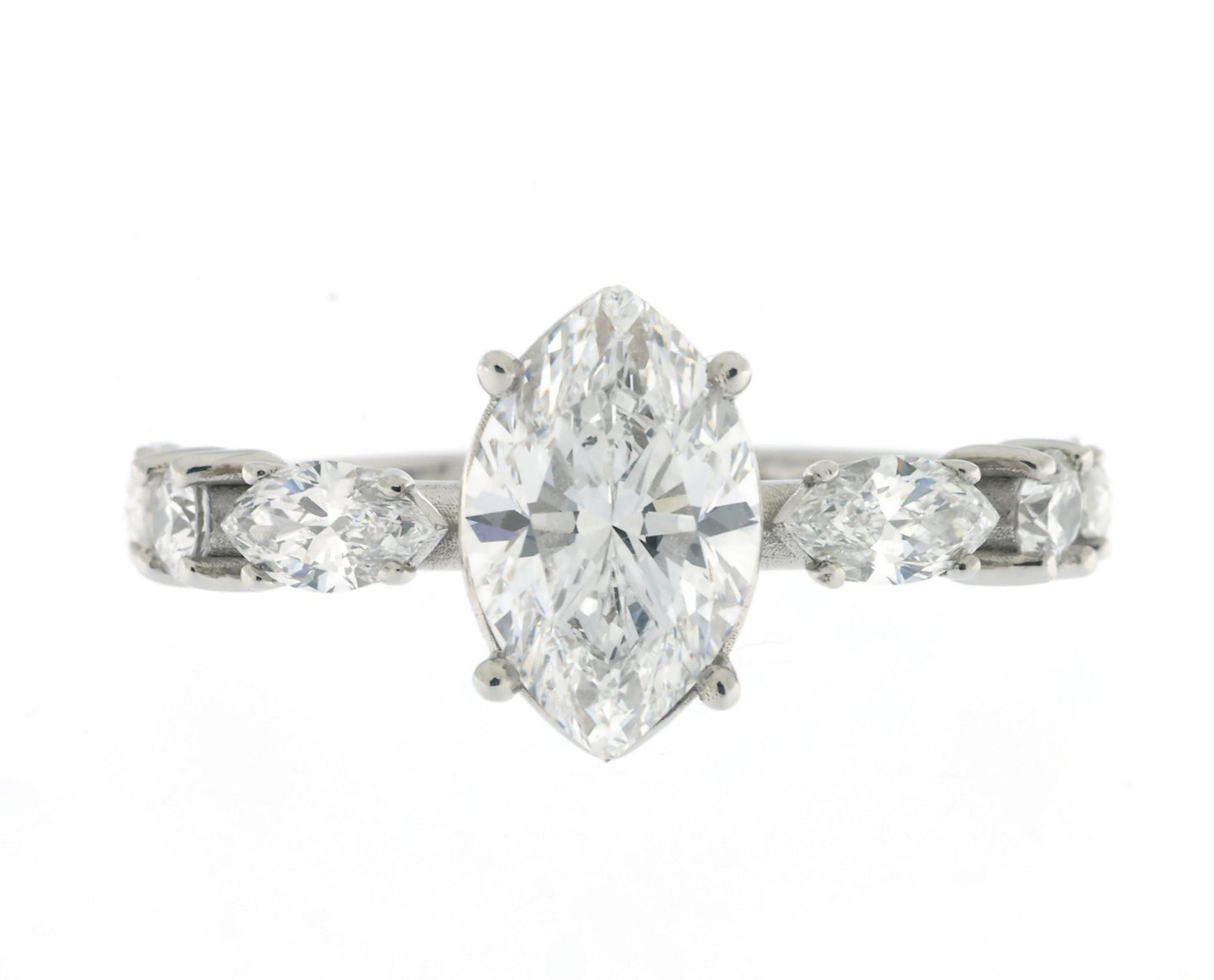 2.01 ct D IF + 1.20 ct D-E IF-VVS Natural Diamond Marquise Ring in 18K White Gold