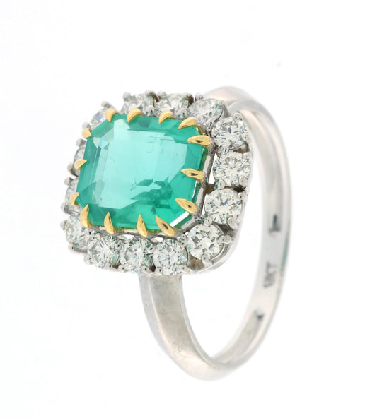 2.64 ct Natural Emerald Ring with 0.84 ct Diamond Accents