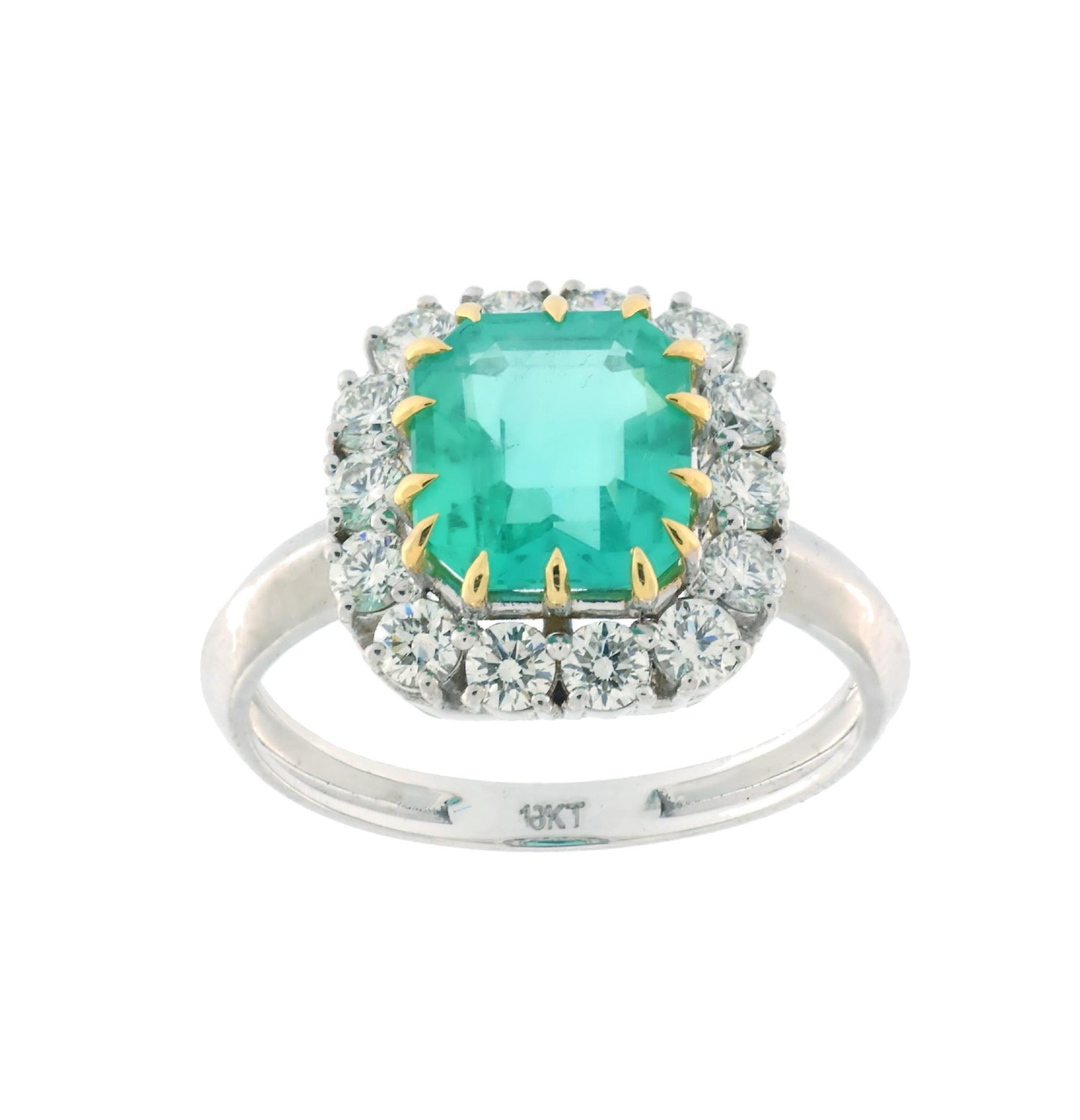 2.64 ct Natural Emerald Ring with 0.84 ct Diamond Accents
