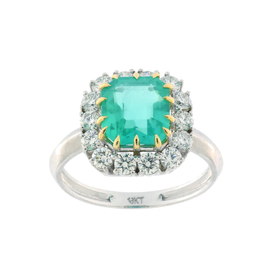 2.64 ct Natural Emerald Ring with 0.84 ct Diamond Accents