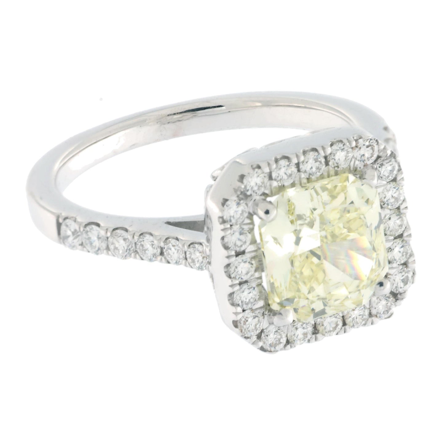 1.51 ct Fancy Yellow Diamond Ring with 0.56 ct E-F VS1 White Diamond Accents