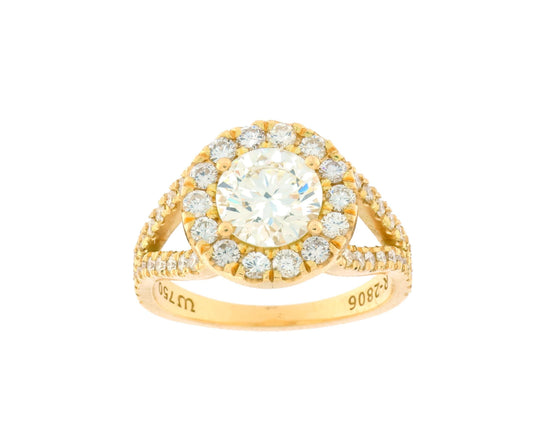 1.54 ct E VVS1 + 0.95 ct E-F VVS1 Diamond Ring in 18K Yellow Gold