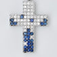 Aurelia - White gold (18K) necklace with cross-shaped pendant, with Natural Diamonds and Natural Sapphires