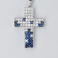 Aurelia - White gold (18K) necklace with cross-shaped pendant, with Natural Diamonds and Natural Sapphires