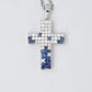 Aurelia - White gold (18K) necklace with cross-shaped pendant, with Natural Diamonds and Natural Sapphires