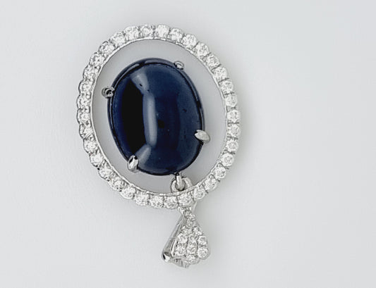 Vesta -  White gold (18k) pendant with naturals diamonds and natural sapphires