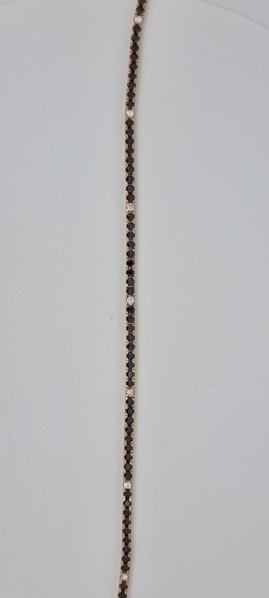 Tiberius - Red gold (18K) bracelet with natural dark blue natural sapphires and naturals diamonds