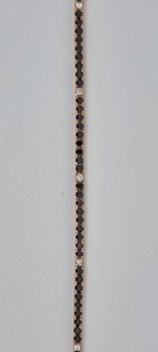 Tiberius - Red gold (18K) bracelet with natural dark blue natural sapphires and naturals diamonds
