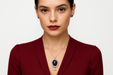 Vesta -  White gold (18k) pendant with naturals diamonds and natural sapphires
