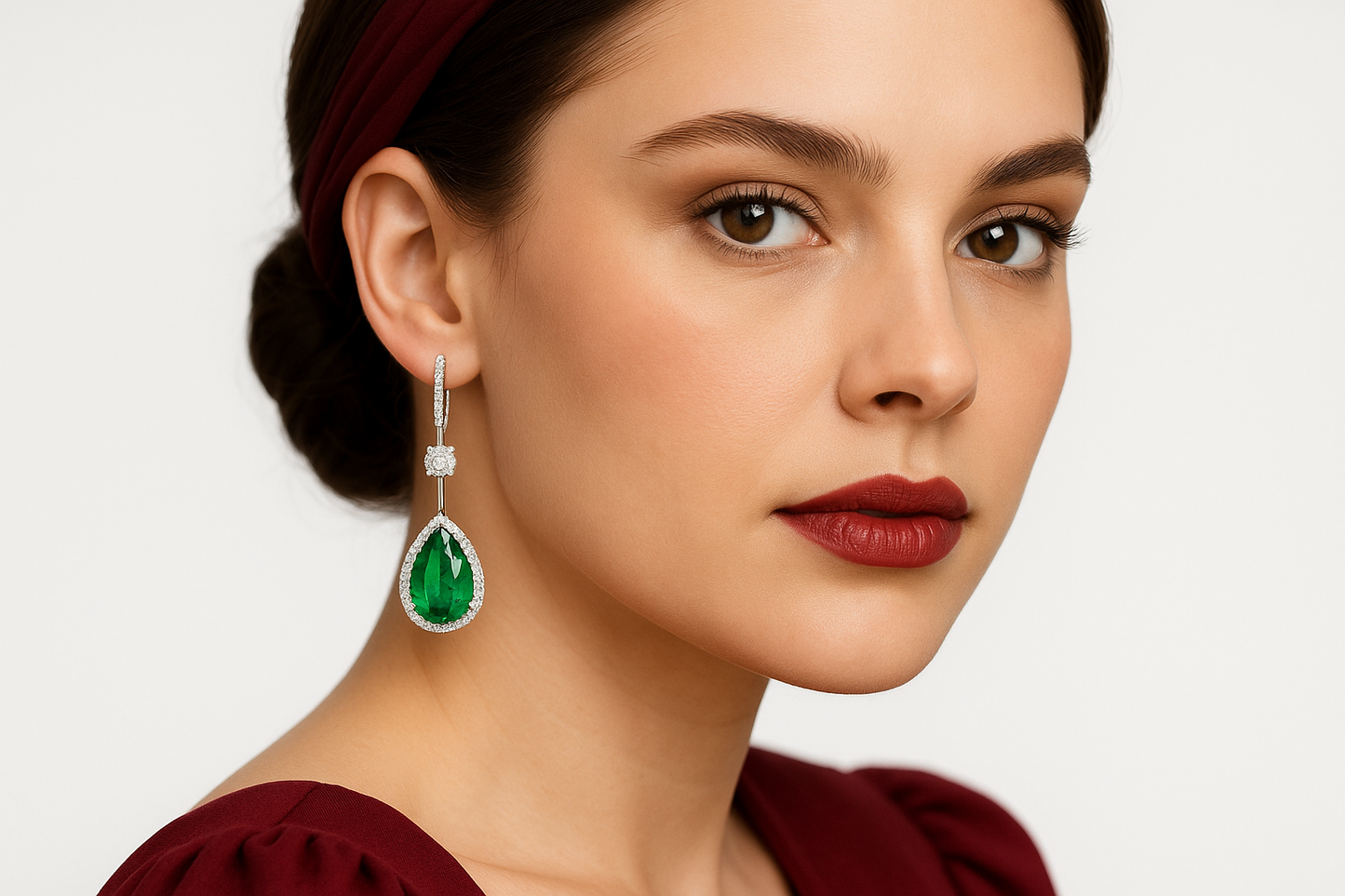 Julio - White Gold (18K) Earrings with Natural Emeralds and Natural Diamonds