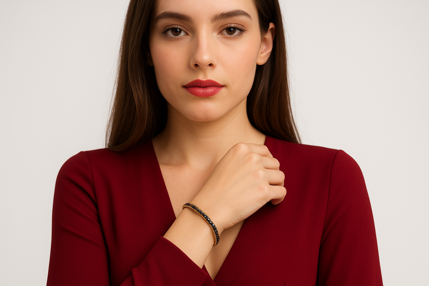 Tiberius - Red gold (18K) bracelet with natural dark blue natural sapphires and naturals diamonds
