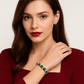 Minerva - Bracelet  in White Gold (18K) , Natural Diamonds and Natural Emerald