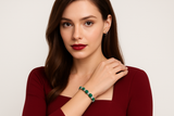 Minerva - Bracelet  in White Gold (18K) , Natural Diamonds and Natural Emerald