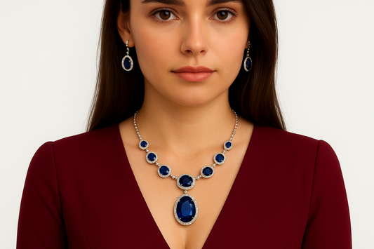 Faustiana - White Gold (18K),  natural diamond and natural sapphires  necklace