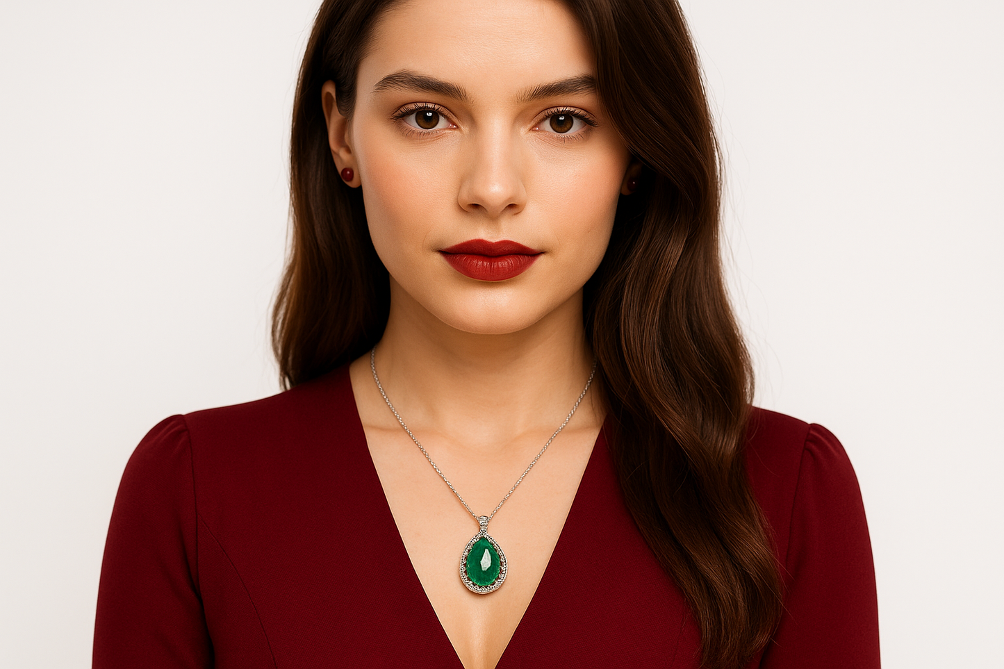 Pompeia - White Gold (18K) Pendant with Natural Emerald