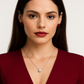 Augusteae - White gold (8K) solitaire pendant  attached to white gold (18k )rope chain, with natural diamonds
