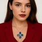 Rutilia - White gold pendant (18K) with teardrop diffuse natural sapphire
