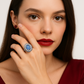 Claudia - White Gold (18K), with star natural sapphire center stone (imperial blue), and naturals diamonds
