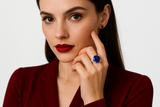 Tarquinia - White Gold (18K) ring, with natural diamonds and natural central zapphire