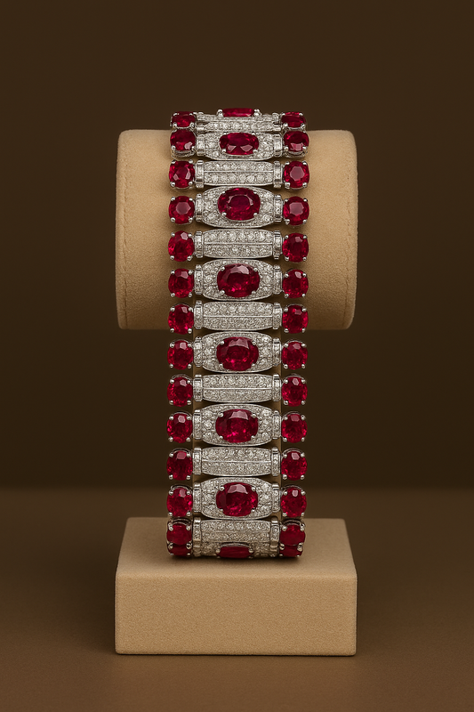 Severinus - White Gold (18K) Bracialet with Natural Diamonds and Rubies
