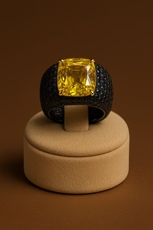 Cornelior - Black Ring with Quartz