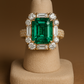 Licinianor - White Gold (18K) Ring, with natural Diamonds and natural Emerald