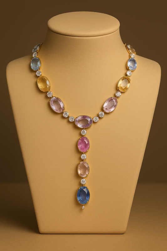 Luvianus - White gold (18K) Necklace with natural diamonds multicolors
