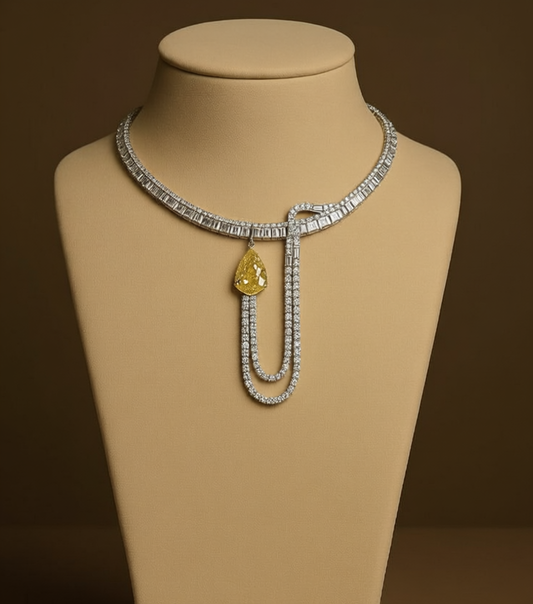 Domicianor - White Gold (18K) Necklace with Natural Diamonds and Natural Quartz