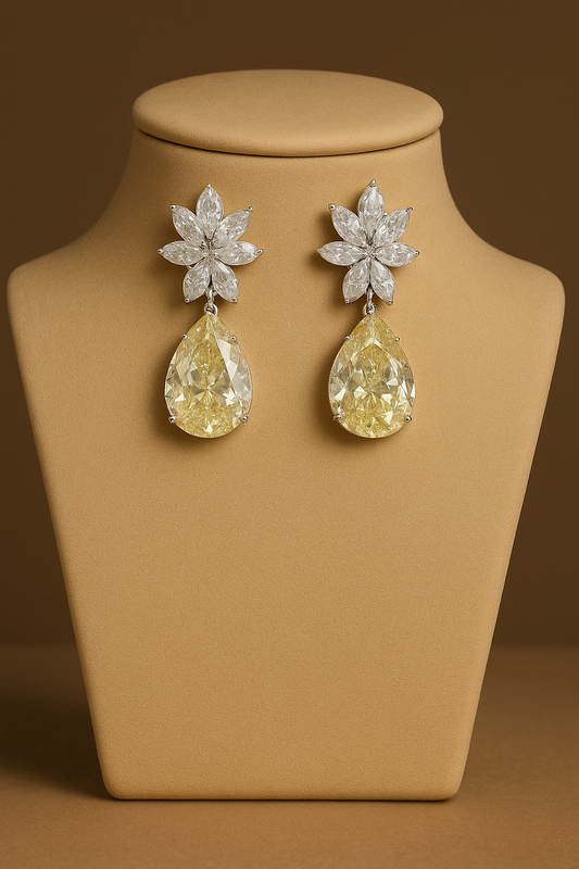 Maxentor - White Gold (18K) Earrings, with Natural Diamonds And natural Quartz
