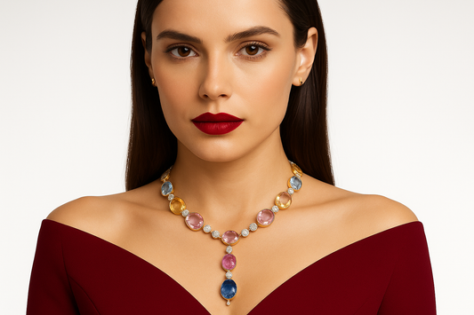 Luvianus - White gold (18K) Necklace with natural diamonds multicolors
