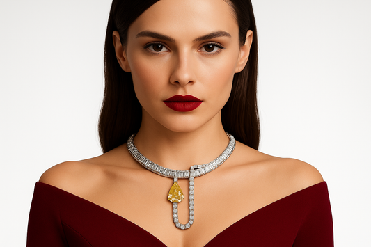 Domicianor - White Gold (18K) Necklace with Natural Diamonds and Natural Quartz