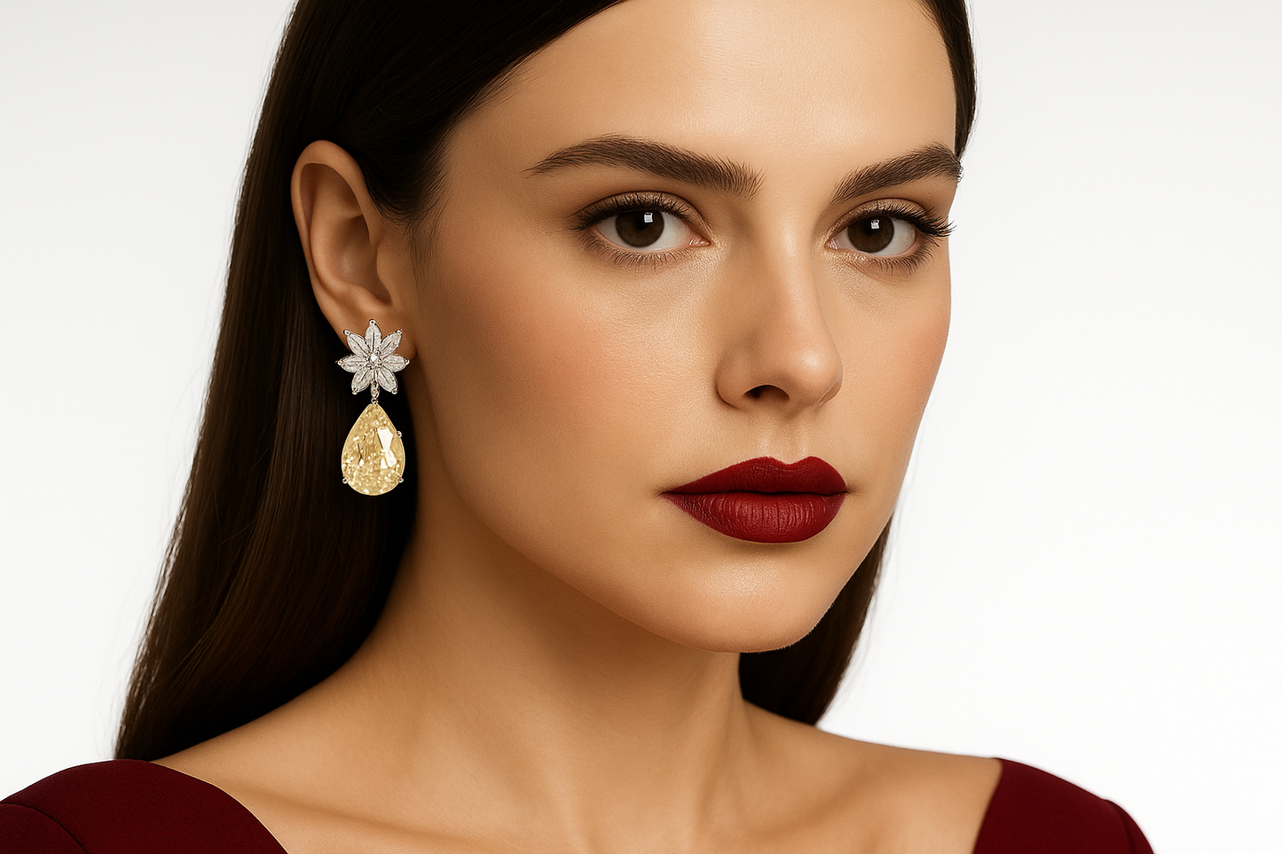 Maxentor - White Gold (18K) Earrings, with Natural Diamonds And natural Quartz