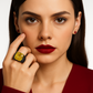 Cornelior - Black Ring with Quartz