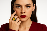 Cornelior - Black Ring with Quartz
