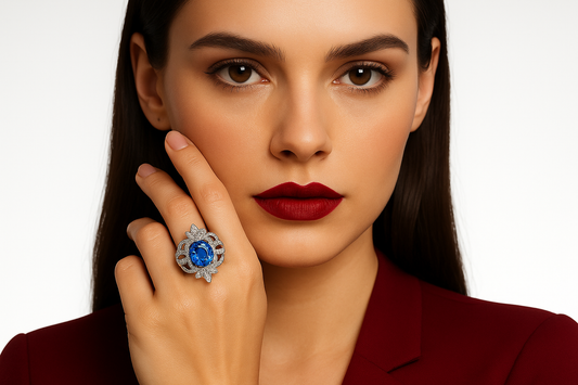 Fabiantor - White Gold (18K) Ring with Natural Diamond and Natural Sapphire