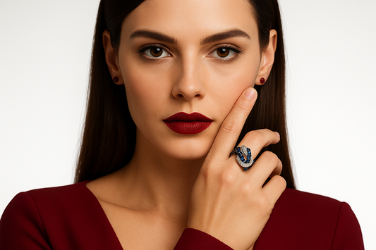 Jovarianus - White Gold (18K) Ring, with natural diamonds and naturals sapphires