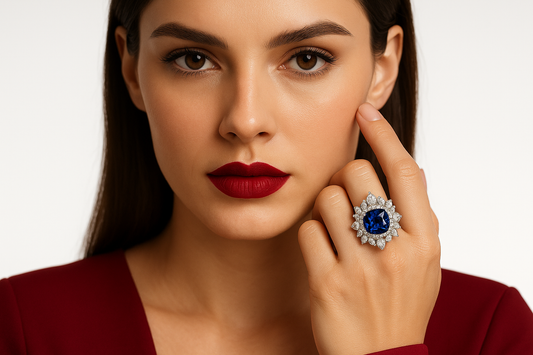Rufianor - White Gold (18K) Ring, with Natural Diamonds and Natural Sapphire