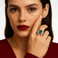 Licinianor - White Gold (18K) Ring, with natural Diamonds and natural Emerald