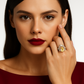 Marcellina - White Gold (18K) Ring, with natural diamonds and natural quartz