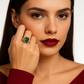 Salus, White Gold (18K) Ring, with natural Diamonds And natural Emerald