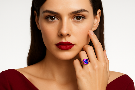 Geta, White Gold (18K) Ring with colored natural diamonds