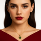 Prisca - White Gold (18K) Pendant, with Natural Diamonds and Natural Emerald