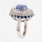 Claudia - White Gold (18K), with star natural sapphire center stone (imperial blue), and naturals diamonds