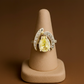 Marcellina - White Gold (18K) Ring, with natural diamonds and natural quartz