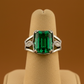 Salus, White Gold (18K) Ring, with natural Diamonds And natural Emerald