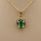 Prisca - White Gold (18K) Pendant, with Natural Diamonds and Natural Emerald