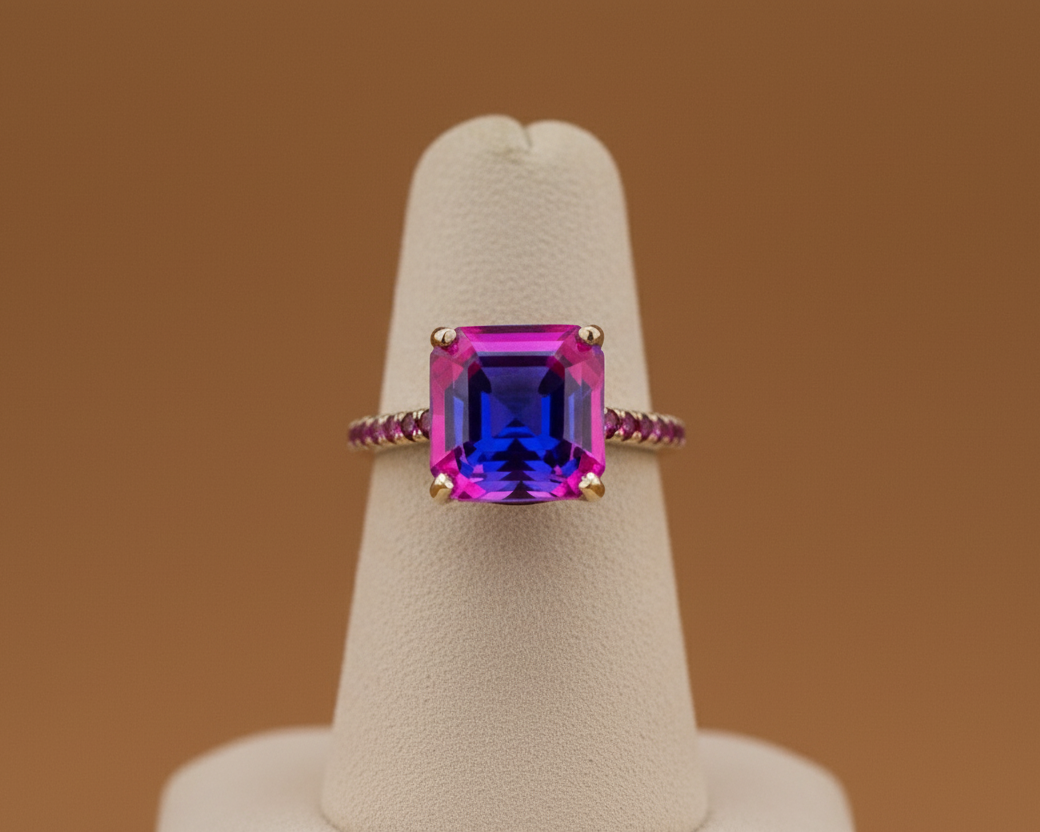 Geta, White Gold (18K) Ring with colored natural diamonds