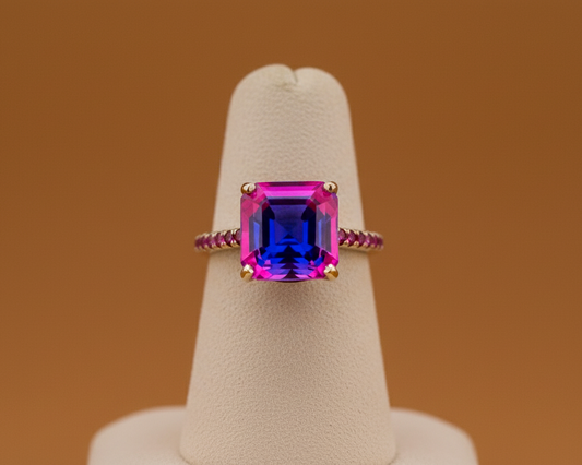 Geta, White Gold (18K) Ring with colored natural diamonds